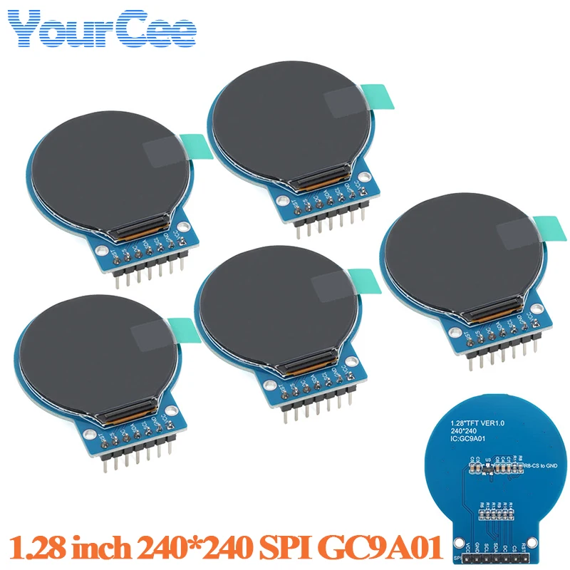 Image of 1,28 Zoll TFT LCD Bildschirm Anzeigemodul Rund RGB 240*240 GC9A01 Treiber 7-Pin SPI Schnittstelle ISP Vollansicht 240x240 Für Arduino