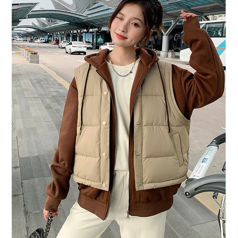 

Gidyq Women Korean Patchwork Parkas Winter Fashion Streetwear Loose Puffer Coats Harajuku Casual Female Hooded Puffy Jacket New