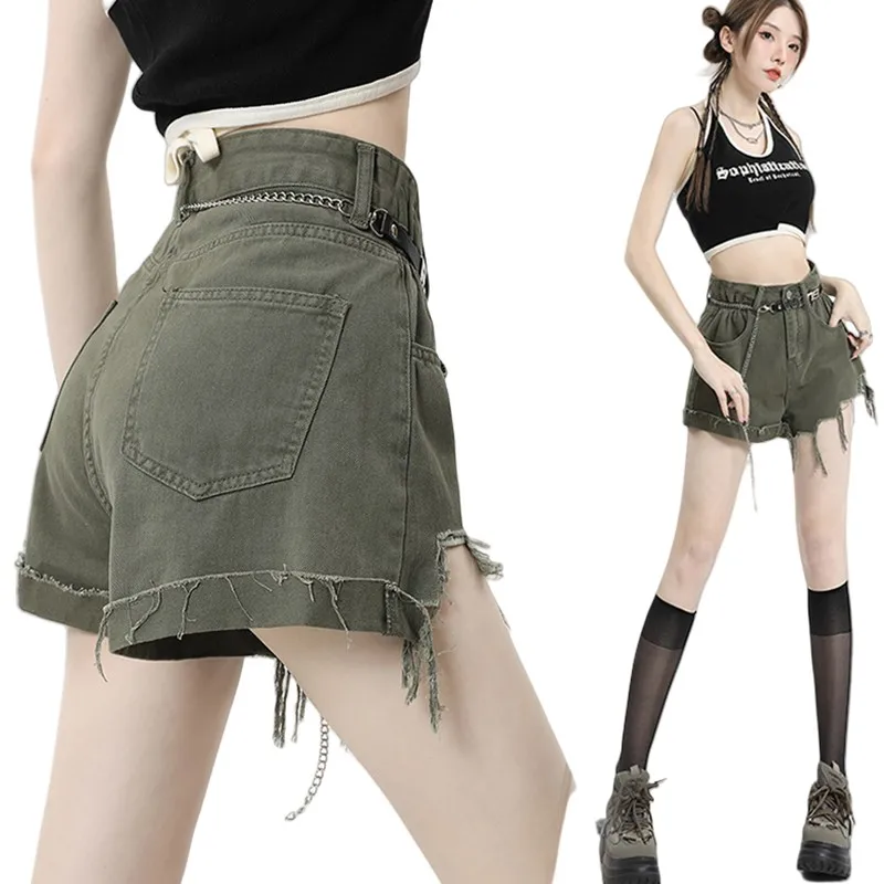 

Denim Shorts For Women Rolled Edge Studio Shoot Jeans Summer New Style Slimming Retro Versatile