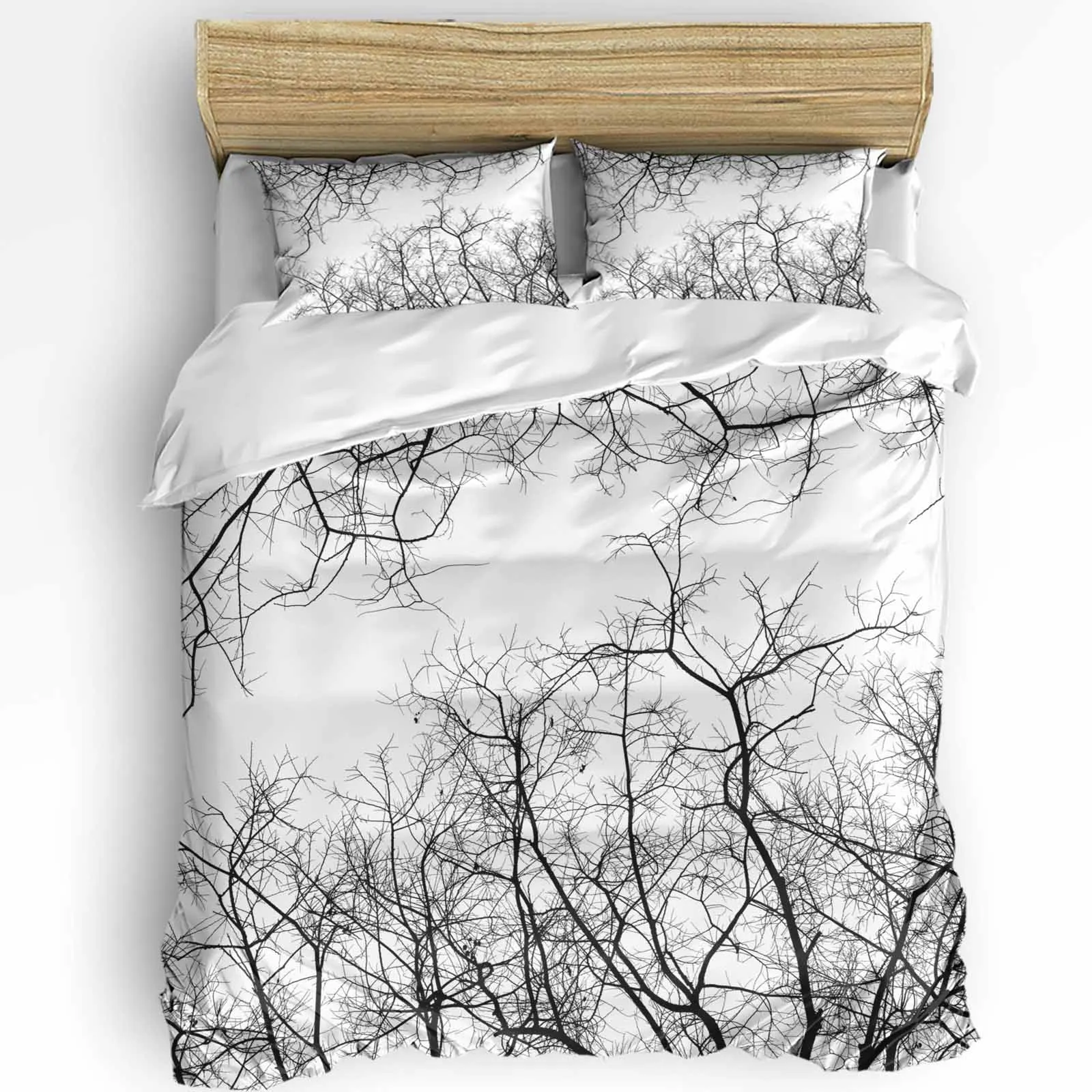 

Black White Branches 3pcs Couple Duvet Cover with Pillow Case Custom Comforter Bedding Set Quilt Cover Double Bed Home Textile