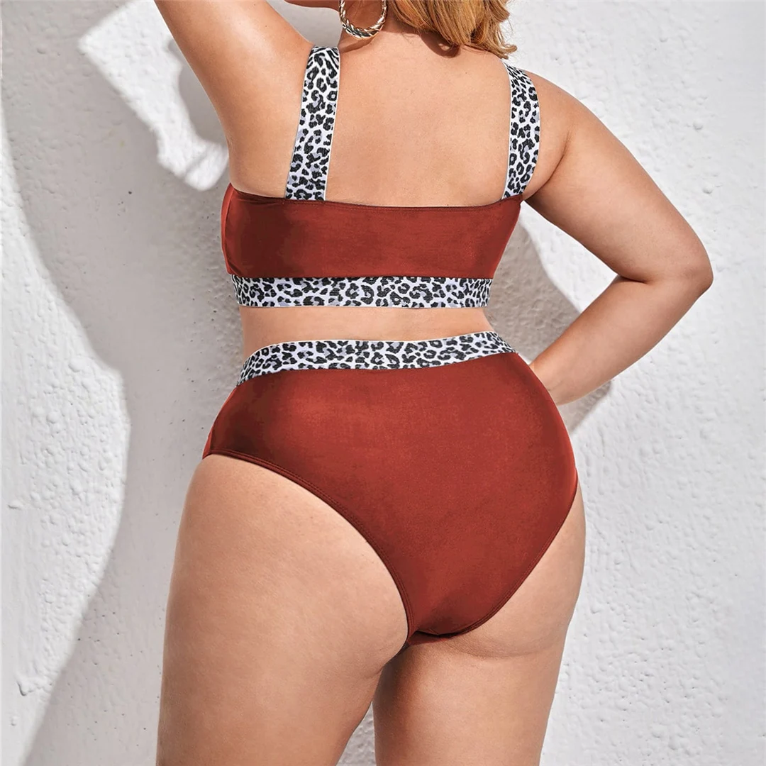 0XL - 4XL Splicing-Bikini, Plus-Size-Badebekleidung, Damen-Badeanzug, zweiteiliges Bikini-Set, Badeanzug, V3785B – Detail 10