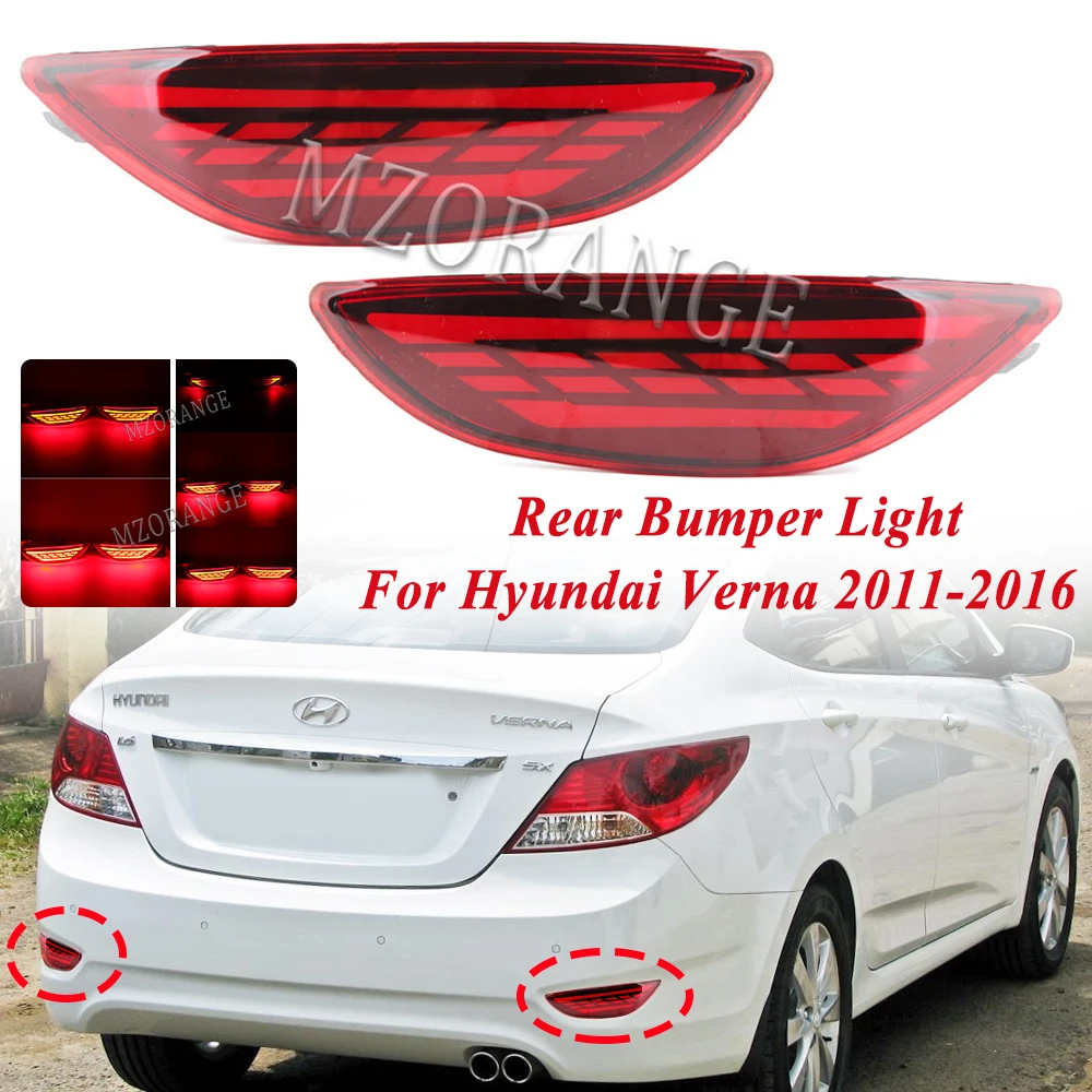 1 Pair Dynamic LED Rear Bumper Lights for Hyundai Accent Verna Brio Solaris 2008-2015 Tail Stop Parking Brake Lamp Rear Fog Lamp