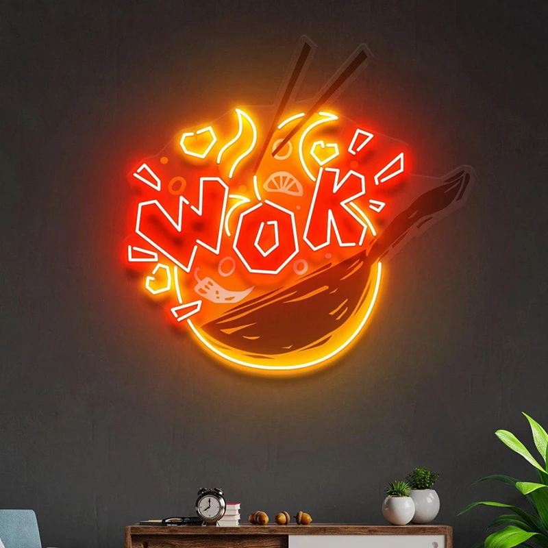 wok personalizado neon sign hot pot led art light fried vegetable bar ktv decoracao de parede uv party lights 01