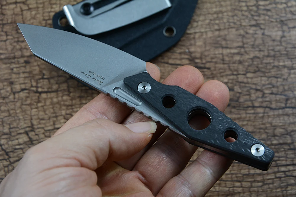 TWOSUN TS546 Fixed Knife M390 Stonewashed Blade Kydex Sheath for Outdoor Camping Hunting EDC