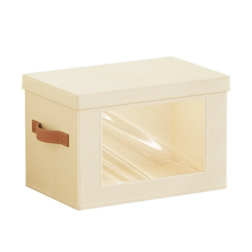 Durable Visible Window Foldable Cloth Storage Box Stackable with Handle Wardrobe Storage Box Fabric Storage Bin for Wardrobe