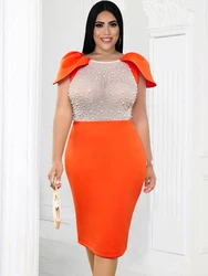 Luxury Party Dresses for Women Plus Size 4XL Sexy See Through Beading Patchwork Empire Bodycon Evening Cocktail Party Gowns