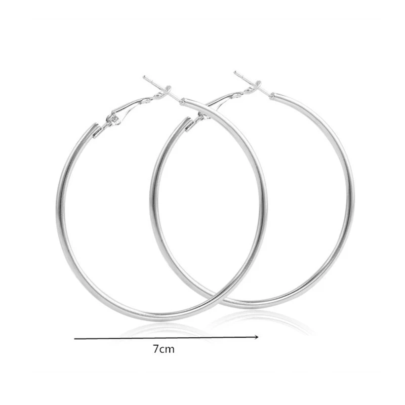 Big Hoop Earrings For Women Brincos Gold Silver Color Statement Jewelry Trendy Big Smooth Round Circle Geometric Earrings 2022