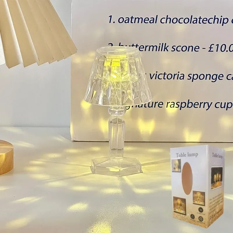 

Mini Crystal Table Lamp Color Changing Battery Bedsides Lamp Night Light For Table Dinner Bar Bedroom Party Christmas LED Night