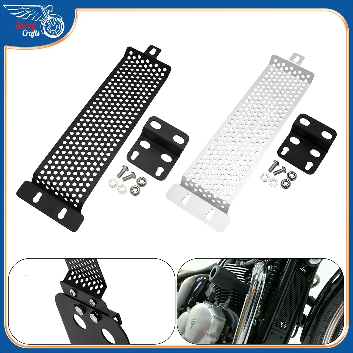 Motorcycle Accessories Engine Guard Oil Cooler Cover Cap Net For Triumph Bonneville T100 SE Thruxton Scrambler 900 Steve Mcqueen