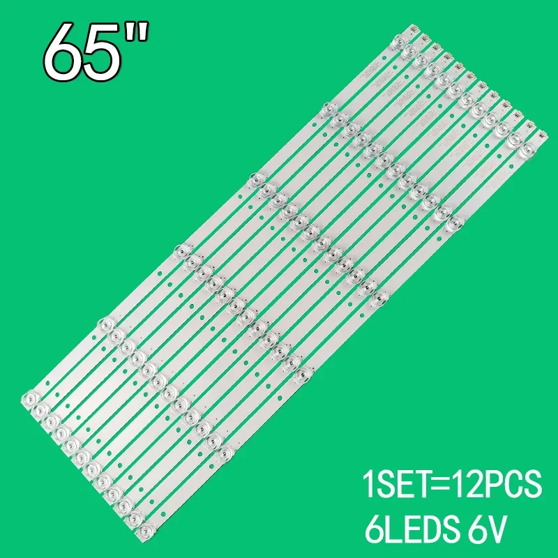 

12pcs=1set 6leds 6v 617mm for 65-inch LCD TV backlight strip JS-D-JP65EK-062EC (80228) E65EK-P1000/600-2BIN D66K18 V650DJ6-C02