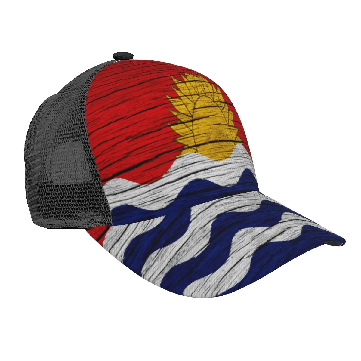 Baseball Cap Flag Of Kiribati Wooden Texture National Symbols Baseball Hat Breathable Men Women Summer Mesh Cap Dropshipping