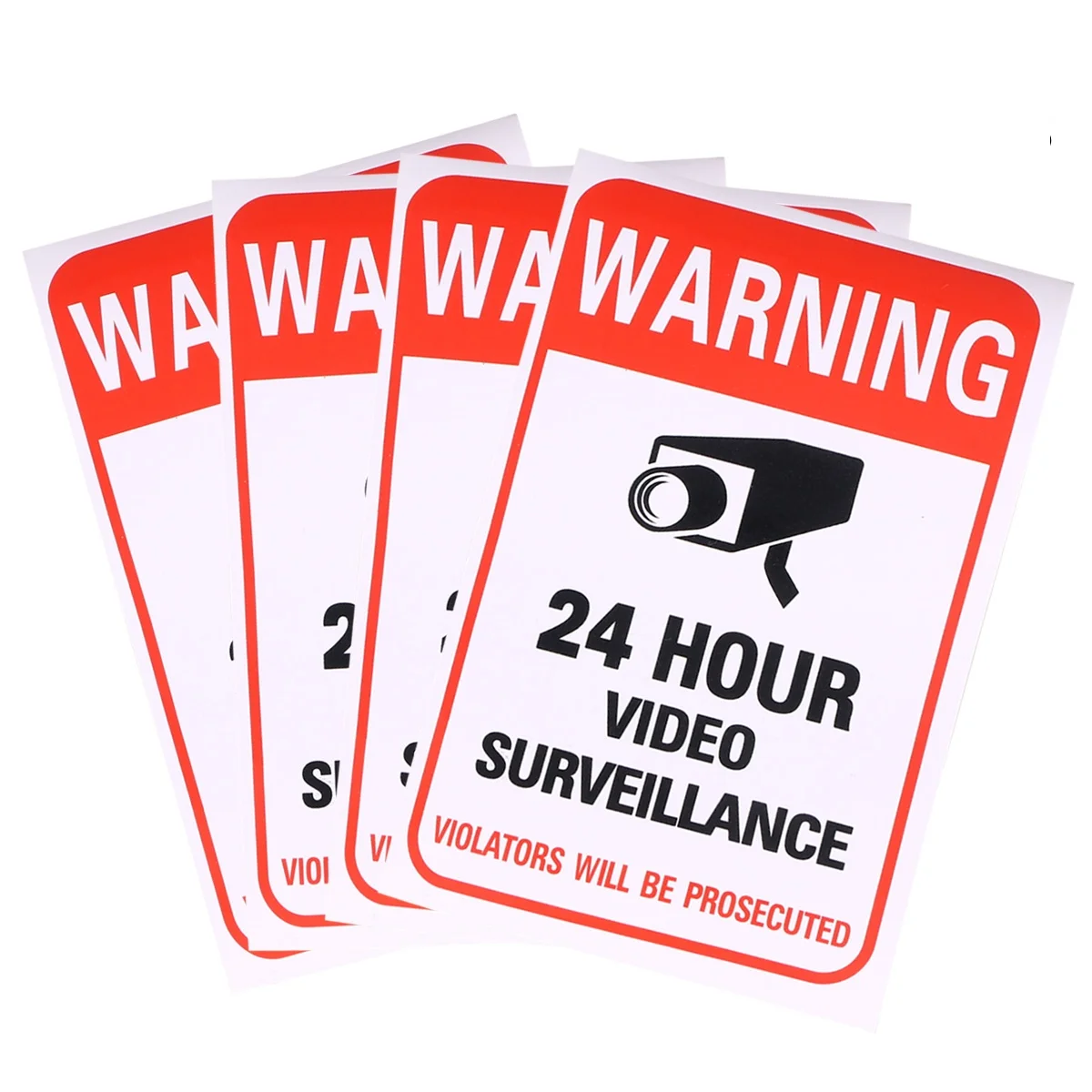

10 Pcs 15.7x10.3cm 24 Hour Video Surveillance Stickers Warning Sign for School Office Building