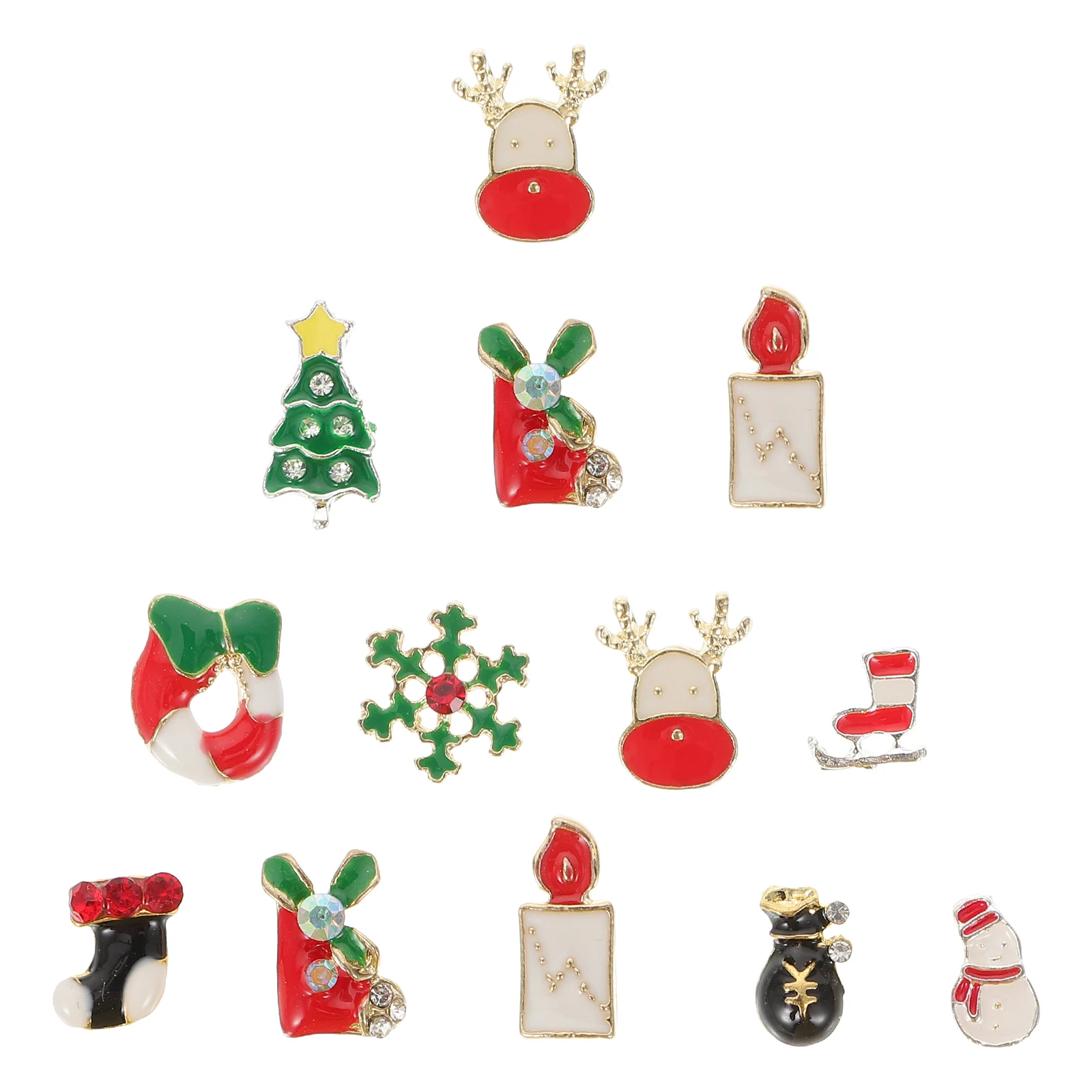

50 Pcs Christmas Nail Art naments Gems Accessories Charms Xmas DIY Decor Snowflake Snowman Alloy Jewelry Manicure Supply