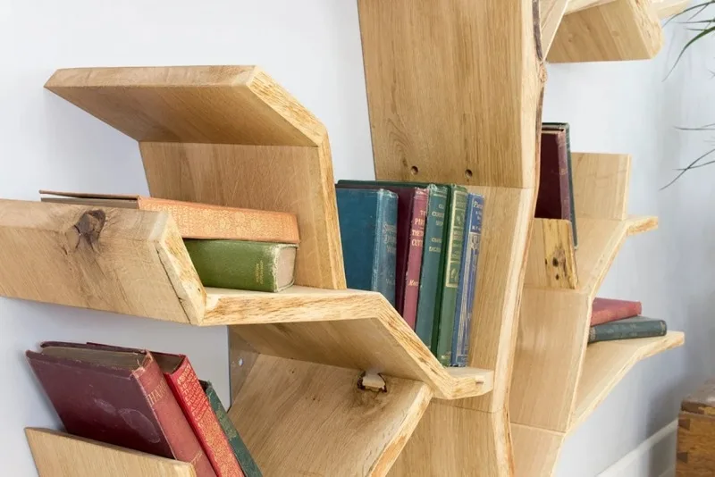 Country tree bookshelf solid wood ledge home decoration