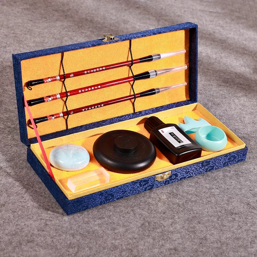 Complete Chinese Calligraphy Set for Beginners & Professionals - Xuan Paper, Ink Stone, Brush, Practice Copybook Art ideal Gift