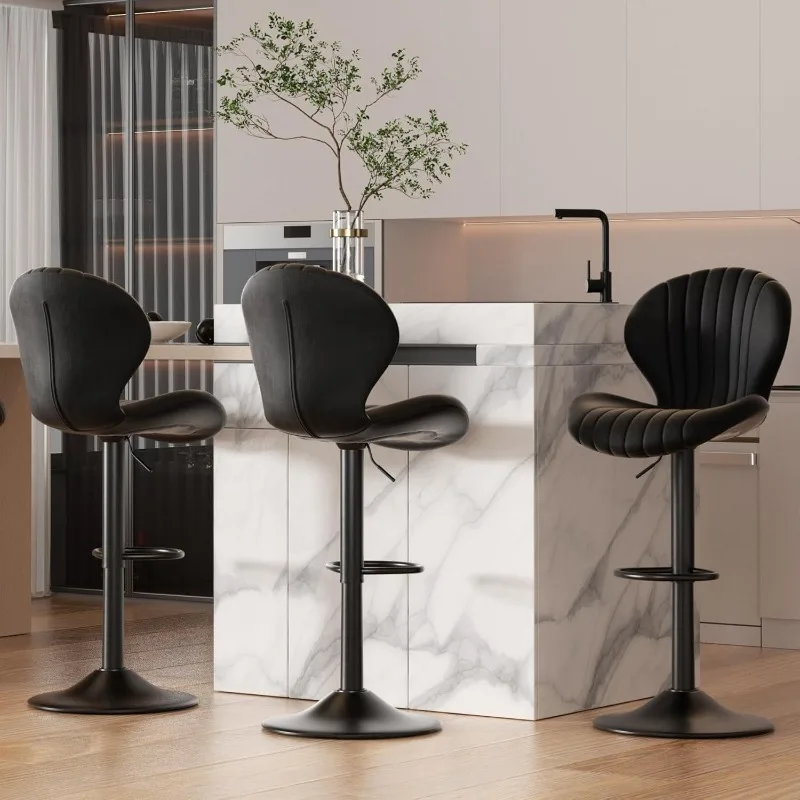 

Bar Stools Set of 3 Modern Swivel Bar Chairs, Barstools Counter Height with High Backrest, Kitchen, Dining Room