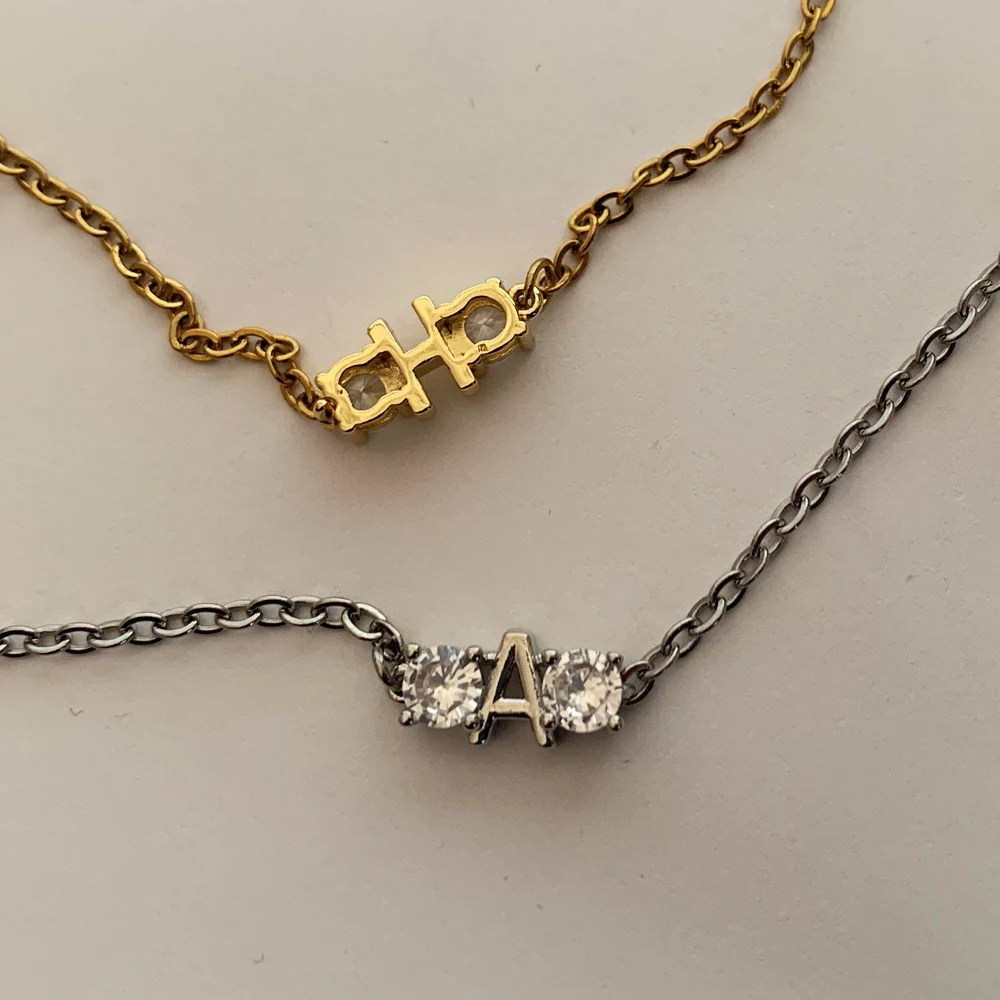 Cute Copper Zircon Capital Initial Letter Name Pendant Necklace Gold Color Mix Size Link Chain Choker DIY Accessories Wholesale