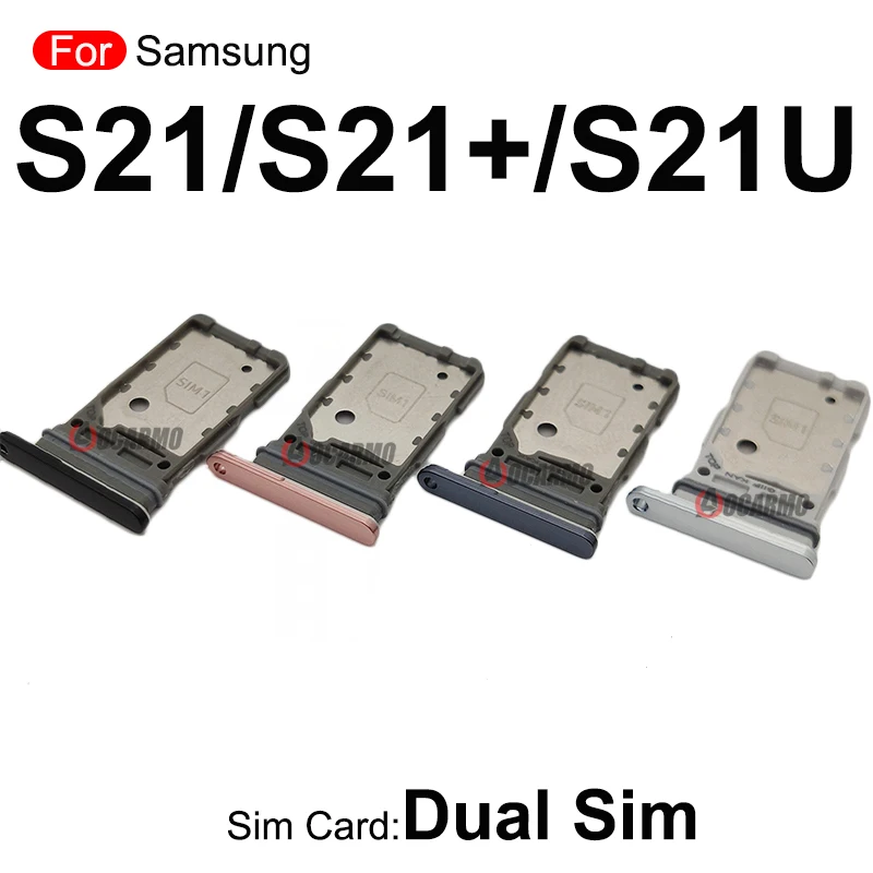 For Samsung Galaxy S21 Plus Dual Sim Card S21+ S21 Ultra Single Sim Tray MicroSD Holder Nano Slot Replacement Part