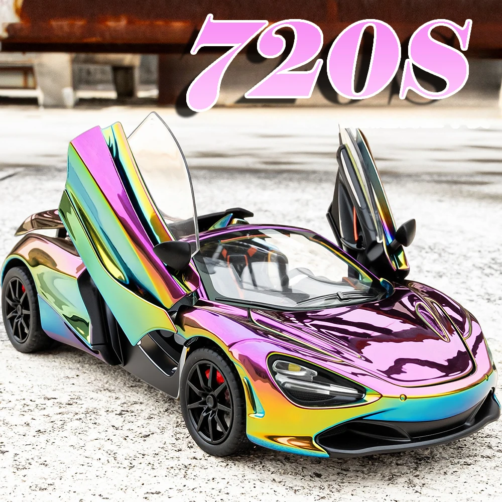 1:24 720S Senna Model Toy Sports Cars Metal Diecast Doors Opened Pull Back Sound Light Collection Supercars Kids Christmas Gifts