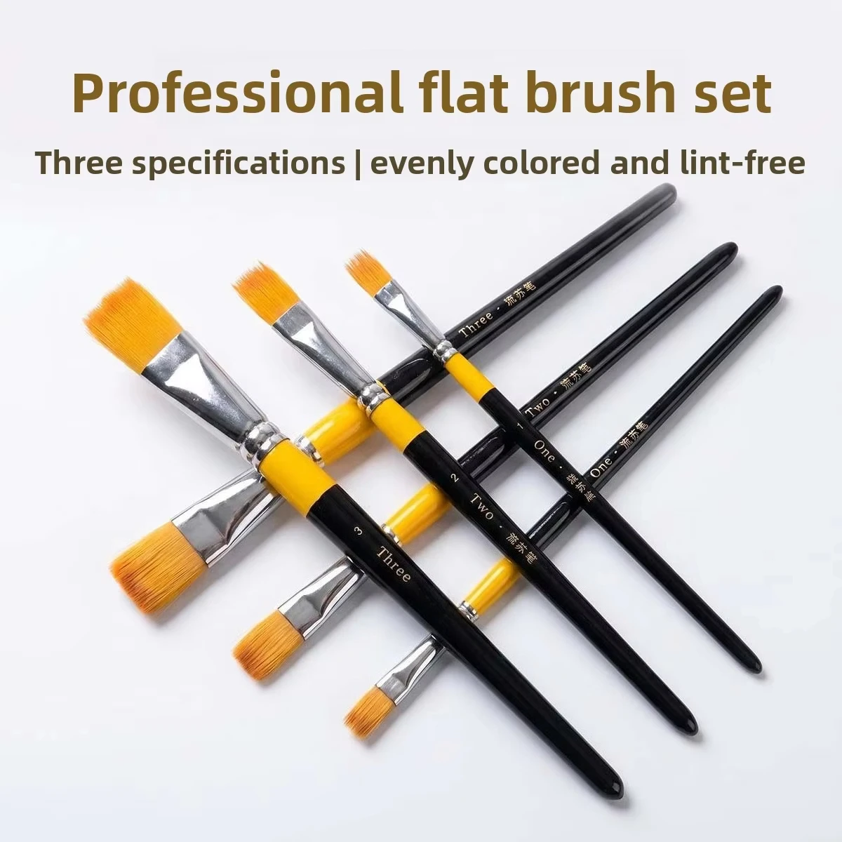 

Professional Flat Tassel Brush Set Nylon Hair Watercolor Oil Painting Thick Coating Color Uniform Hair-free Large Medium Small