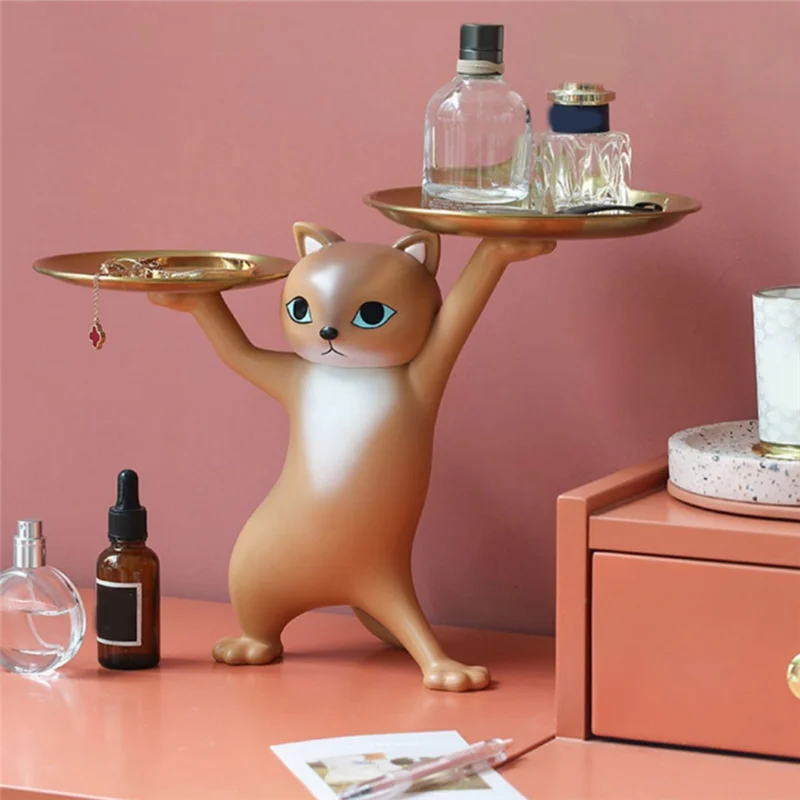 ABXF-Cat-поднос для декора, смоляный поднос для декора кошек для конфет, ювелирных изделий, серег, колец, брелок для ключей, отлично подходит для прихожей, домашнего декора Dura