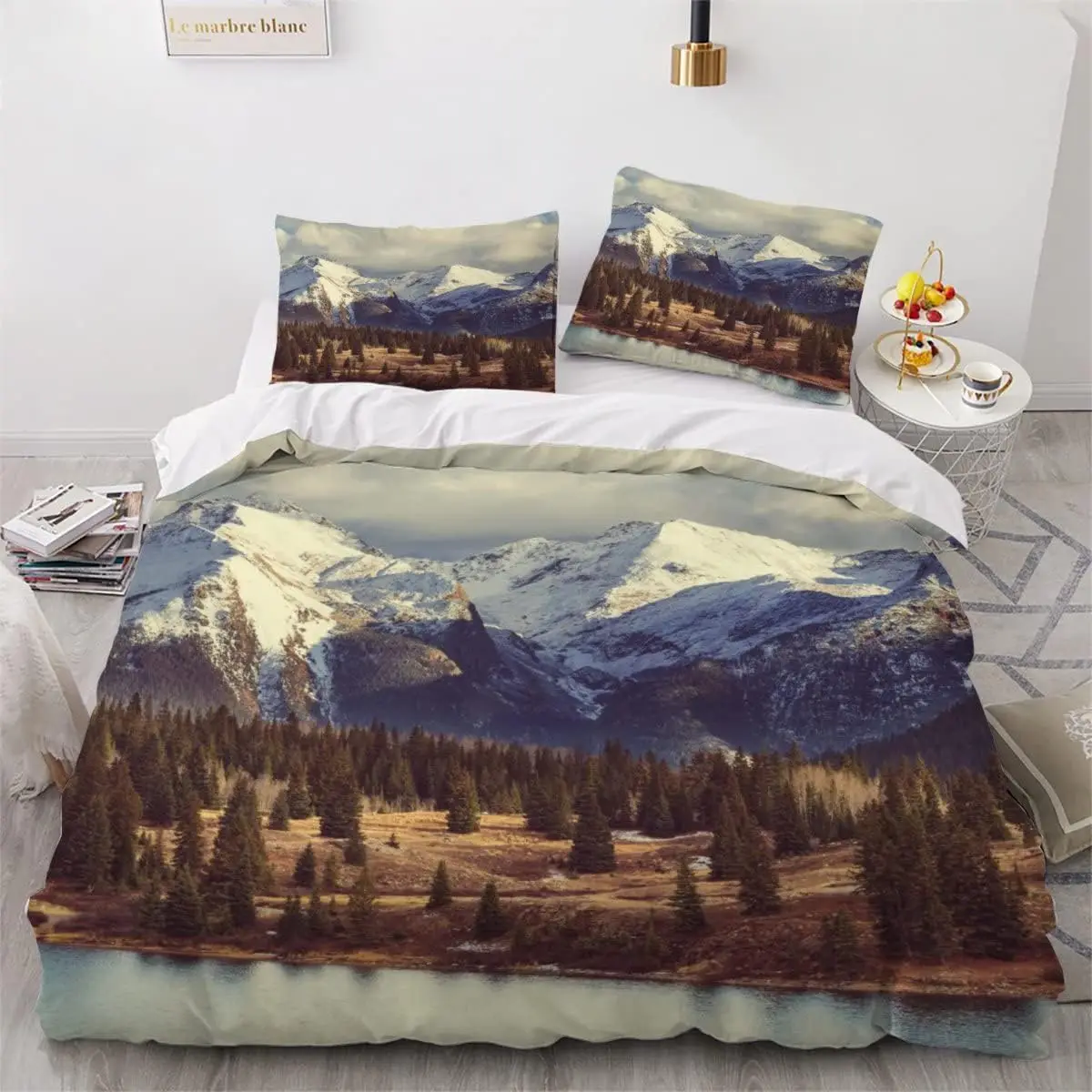 Snow Mountain Duvet Cover Natural Scenery Art Comforter Cover for Children Adults Winter Landscape Twin Queen King Bedding Sets
