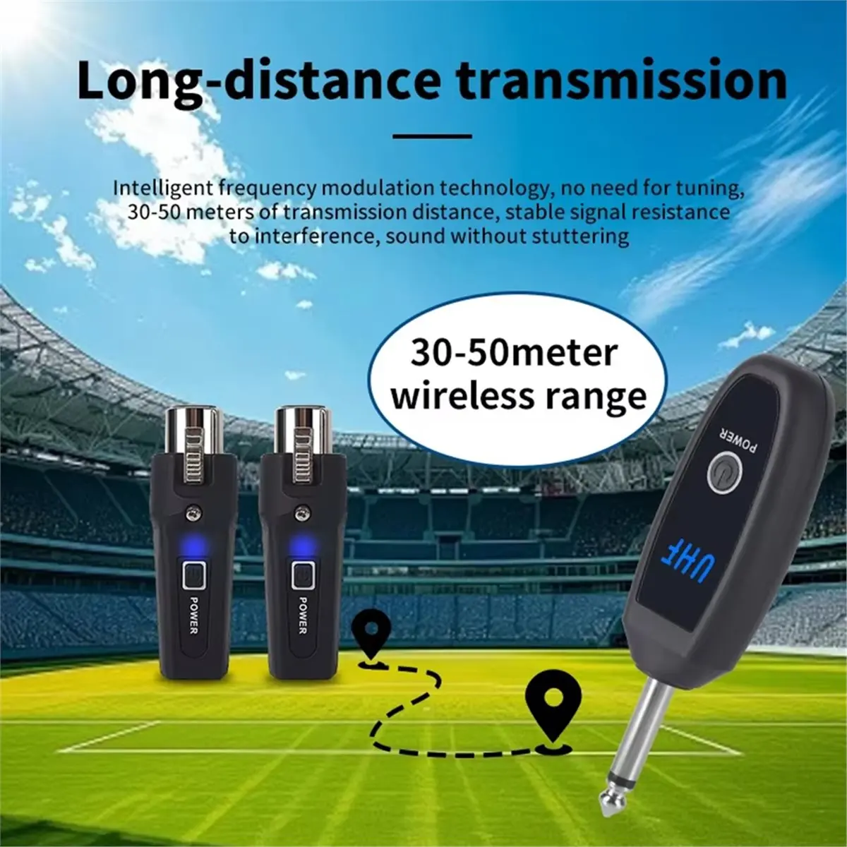 UHF Wireless Microphone Transmitter Receiver System XLR Wireless Mic Adapter Plug and Play Transmission No Latency Noise