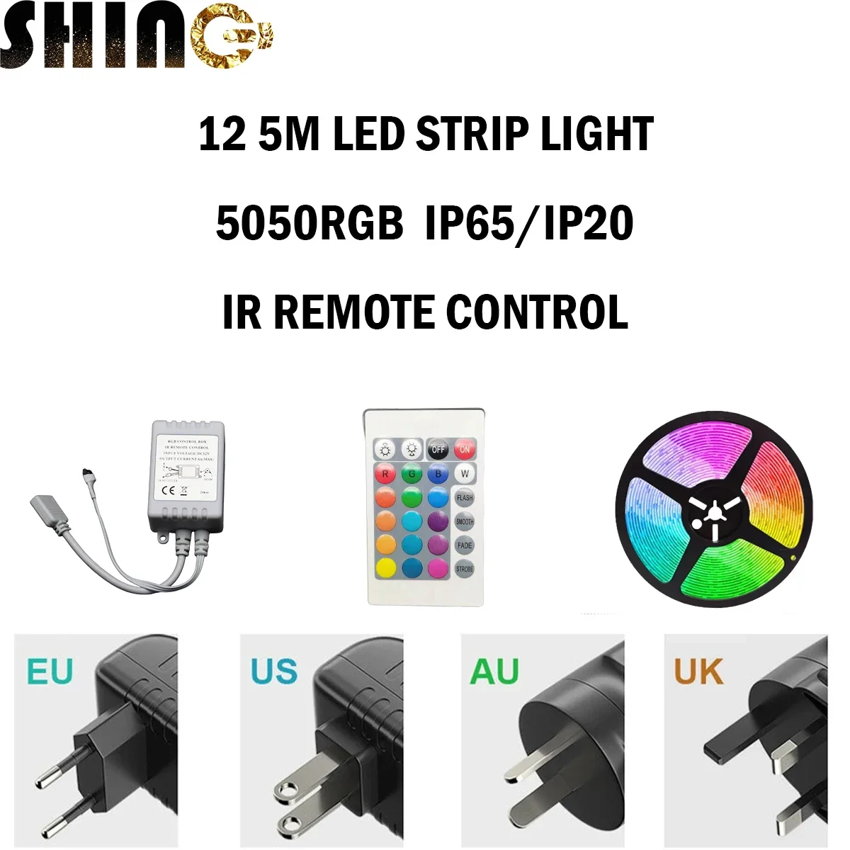 

IP20/IP65 RGB LED strip SMD5050 RGB 5M/Roll 30LED/M 150LED 12V 24 Infrared remote control suitable for home party decoration