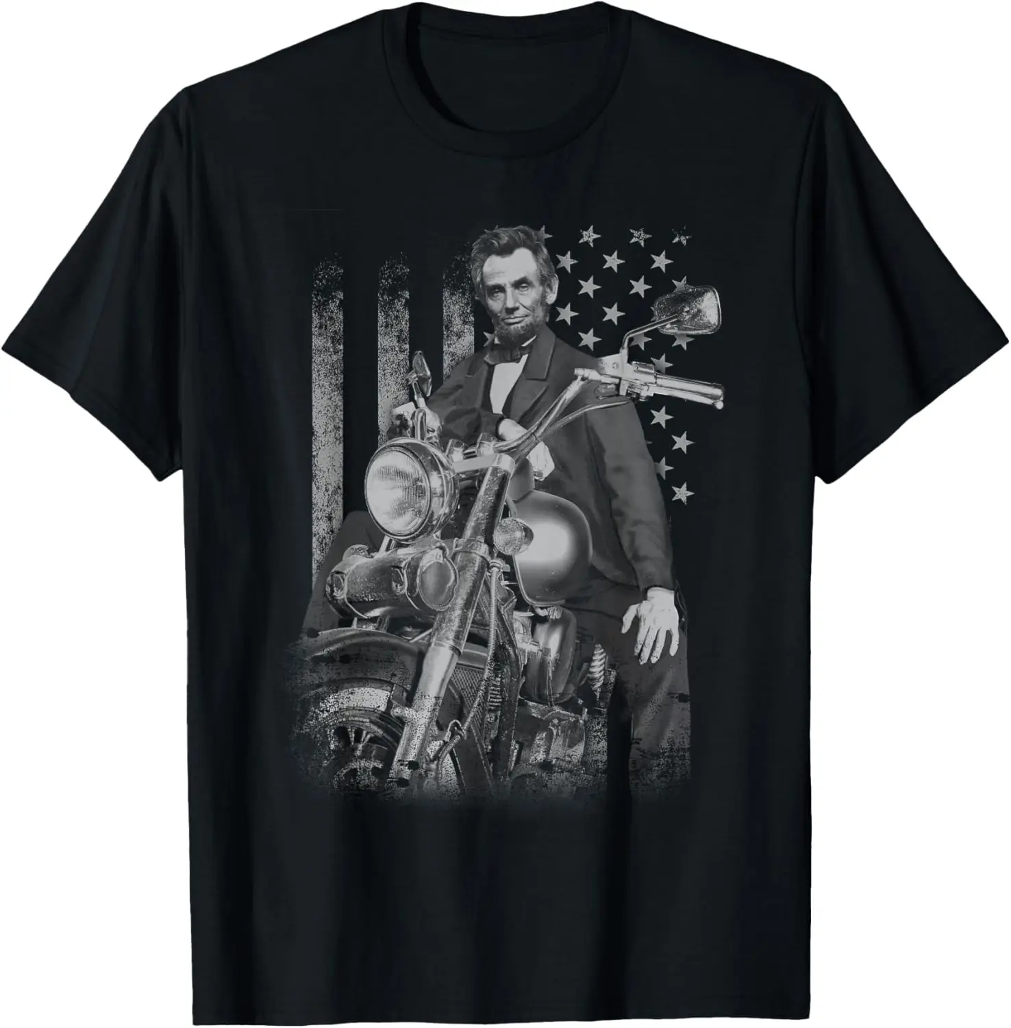 

Abe Lincoln Motorcycle Biker Vintage Flag T-Shirt Motorcycle