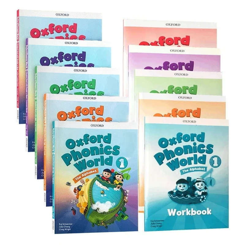 2 книги для детей на английском языке, обучающие Оксфордские фоники, уровень мира 1/2/3/4/5, книги для чтения + рабочие тетради, книги для детей, обучающая книга