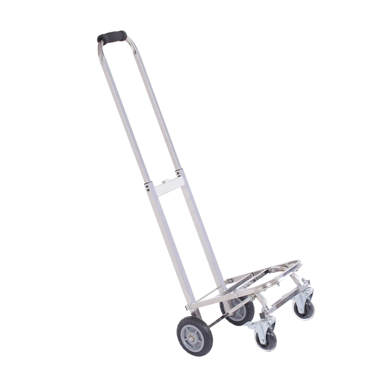 custom.Metal Four Wheel Stainless Steel Hand Luggage Cart Portable Folding Shopping Cart& Trolley