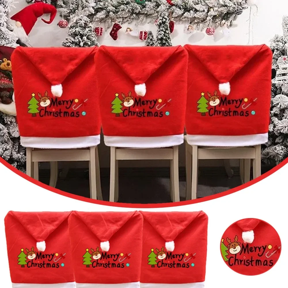 

1/2/4pcs Santa Hat Chair Cover Christmas Table Decoration Santa Hat Christmas Gift Party Ornaments Home Decoration New Year 2025