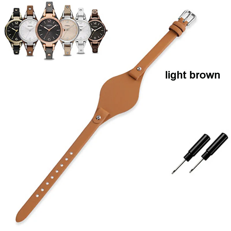 uhgbsd Solft Leather Watch Band For Fossil Watch ES4119 3077 2830 3060 Ladies Genuine Leather Strap Small Size 8mm