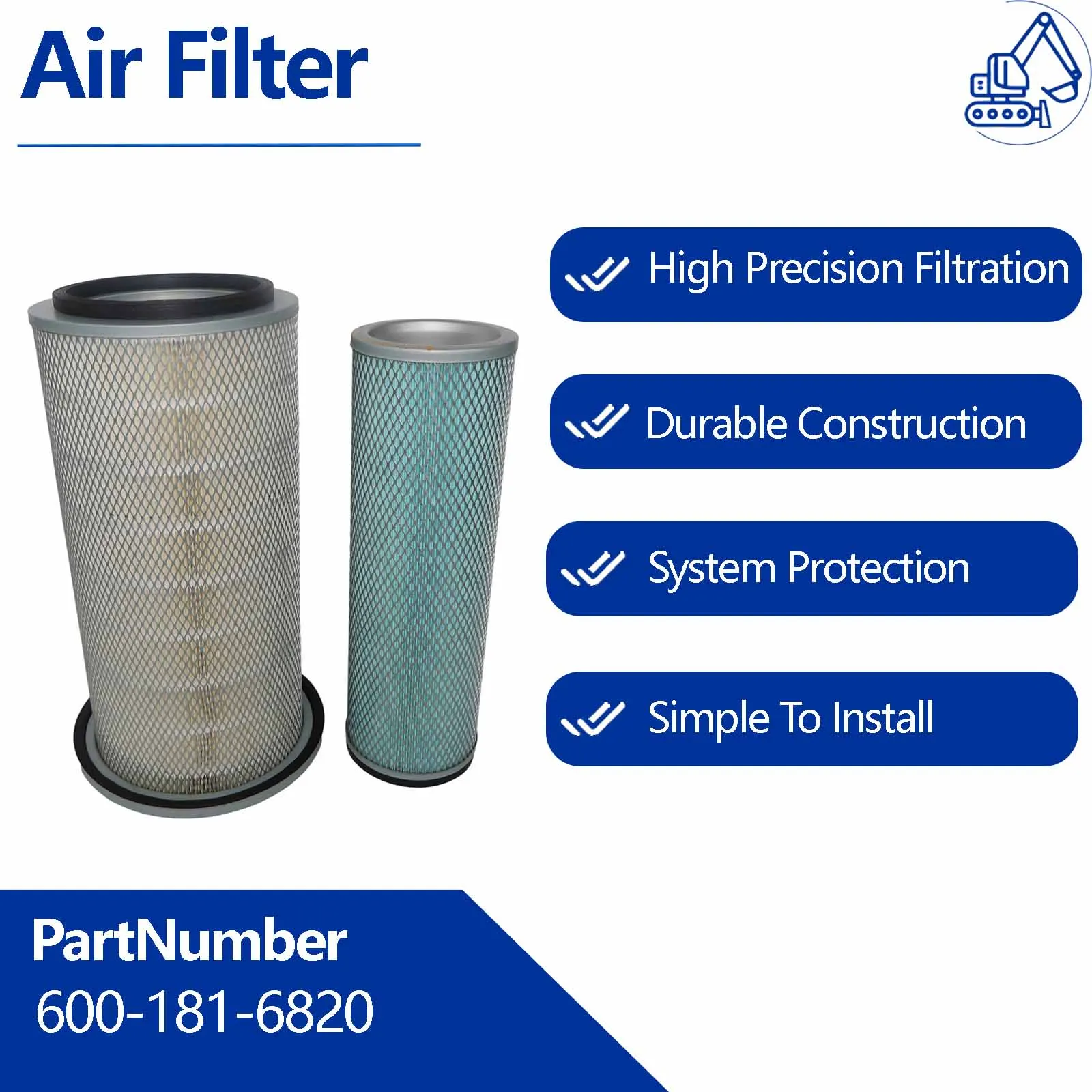 Air Filter FS611 For Kobelco SK220 SK220-2 SK220-3 SK220-5