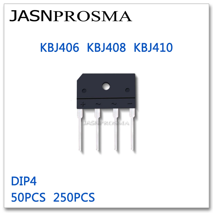 

JASNPROSMA 50PCS 250PCS DIP4 KBJ406 KBJ408 KBJ410 KBJ406G KBJ408G KBJ410G New goods BRIDGE RECTIFIER