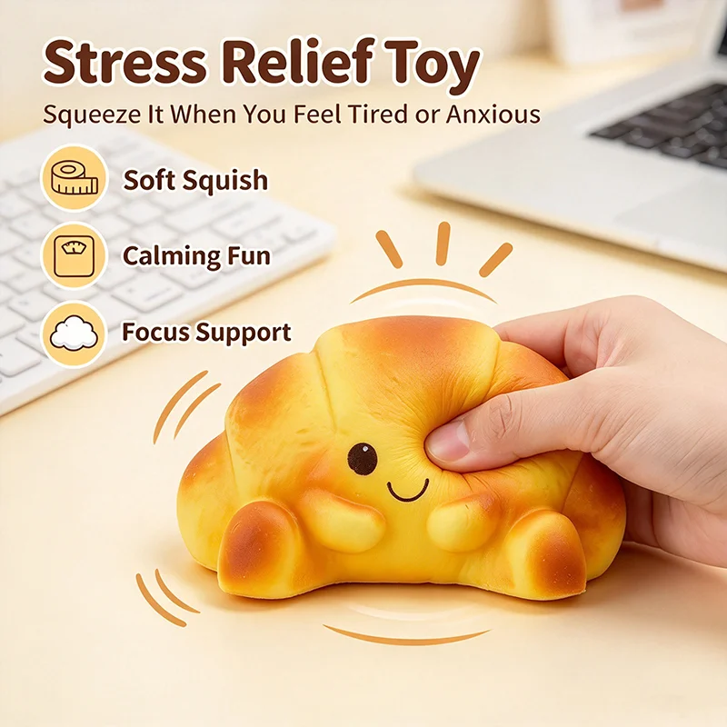 Slow Rising Squishy Toast Bread Caterpillar Pig Wet Soft Stress Relief Fidget Toy Food Miniature Kawaii