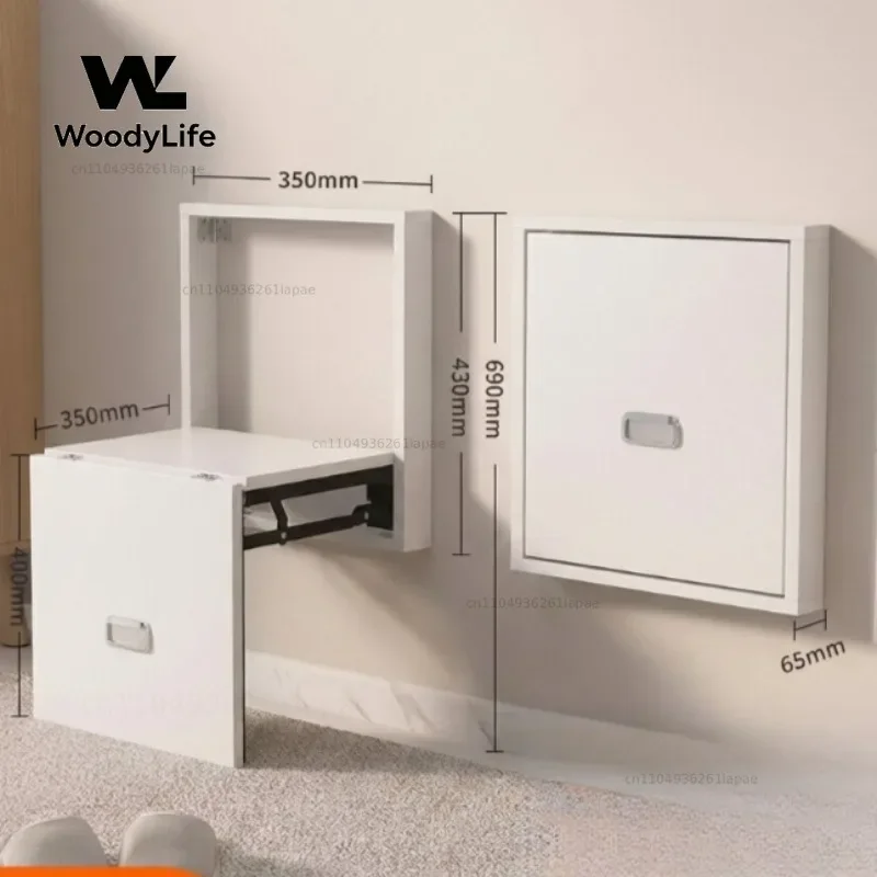 Folding Shoe Changing Stool Entrance Wall-mounted Folding Table Wall Non-punching Multi-functional Shelf Household Storage