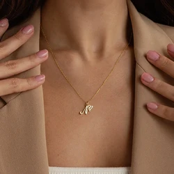 women Initial Necklace  Art Letter A-Z Charm Pendant Necklace Women's Minimalism Jewelry Gift Stainless Steel Jewelry Wholesale