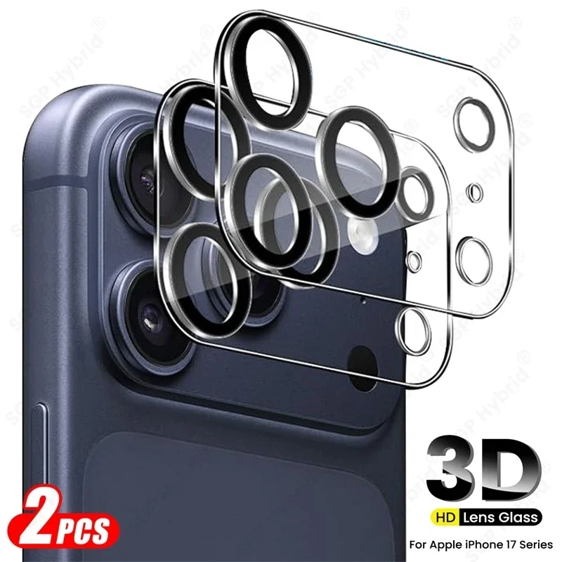 2Pcs Clear 3D HD Tempered Glass Camera Protector For IPhone 17 Pro 17Pro Max Air Ultra Thin Scratch-proof Transparent Lens Cap