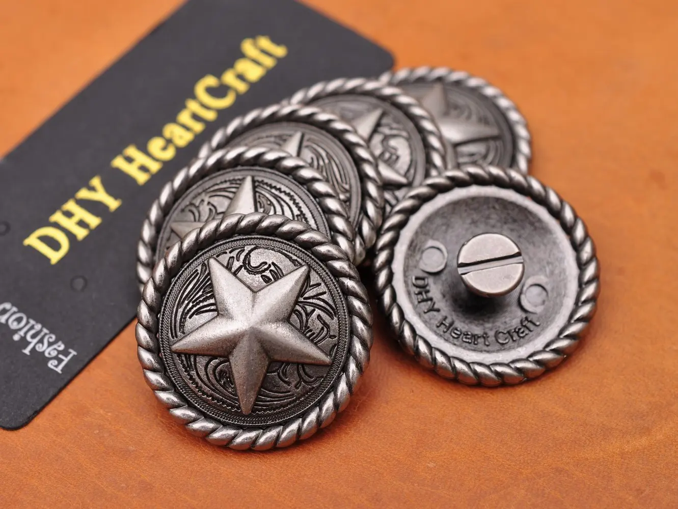 10 sztuk Vintage srebrny liny boczne Texas Ranger gwiazda Western Cowboy Cowgirl siodło skórzane metalowe skórzane Conchos 1-1/4 cali