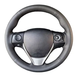 Car Steering Wheel Cover For Toyota E'Z RAV4 Auris 2013 2014 Corolla IM 2017 Scion IM 2016 Black Perforated Microfiber Leather