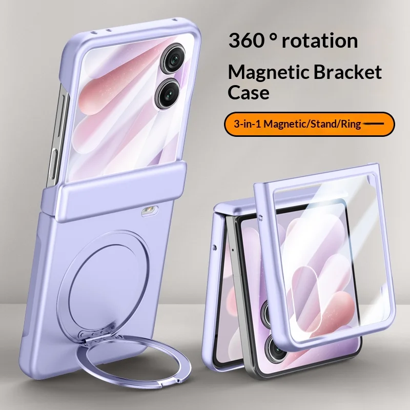 

360°rotating bracket PC material Magnetic charging Cover For Honor Magic V Flip 2 screen protect Fall prevention phone Case