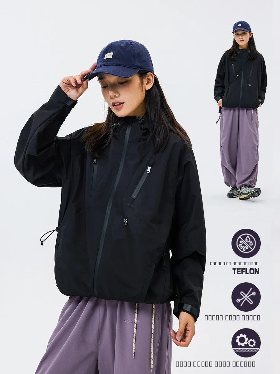 

Outdoor Windproof Waterproof Hooded Jaet 2024 Autumn Collection ex Ski Clothing Commute Sle Loose Fit Regular Length