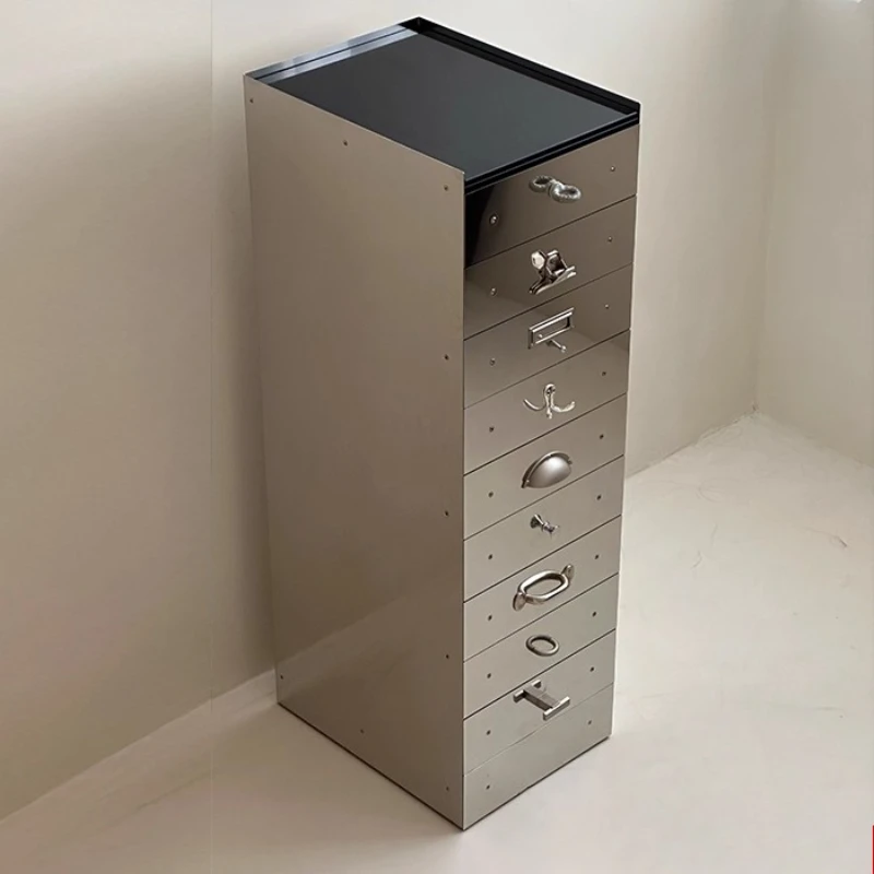 

Metal mirror modern style minimalist drawer chest cabinet bedroom living room study cabinet