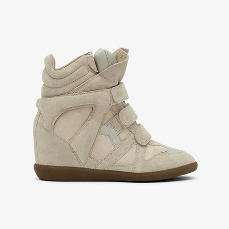 

Hot Sale New Fashion Women's Wedge Heel High Top Sneakers Suede Velcro Strap Casual Chunky Sole Comfortable Ankle Booties