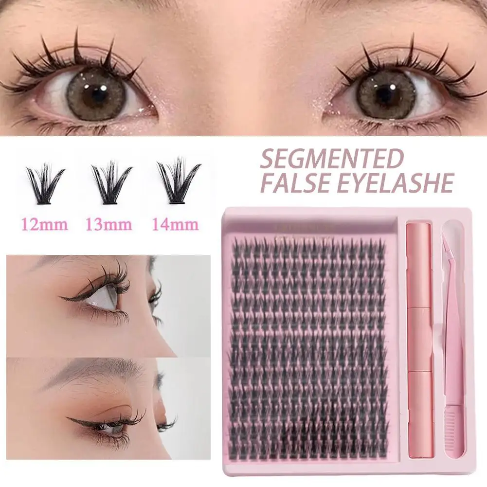 Juego de grupos de pestañas, Kit de extensión de pestañas DIY con unión de pestañas y pinzas para pestañas, herramienta de maquillaje de grupo de pestañas individuales