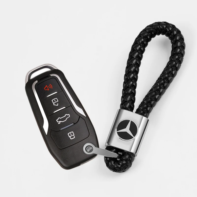 Leather Rope Car Keychain Hand Braided Horseshoe Buckle Keychain for Mercedes Benz B/C/E/S Class A Class C200L GLC GLK CLA GLA image 4