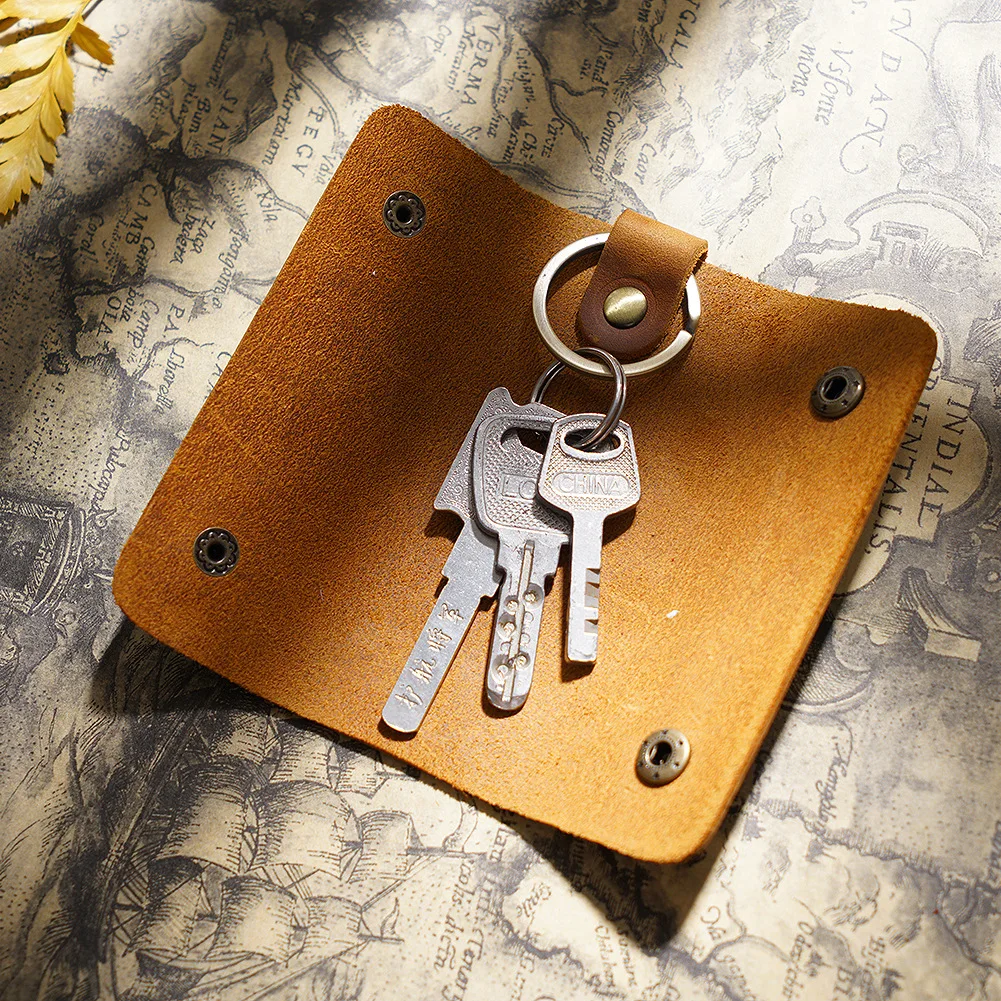 Men Genuine Leather Key Wallet Men Organizer Housekeeper Keychain Vintage Cow Leather Male KeyHolder Mini Key Case