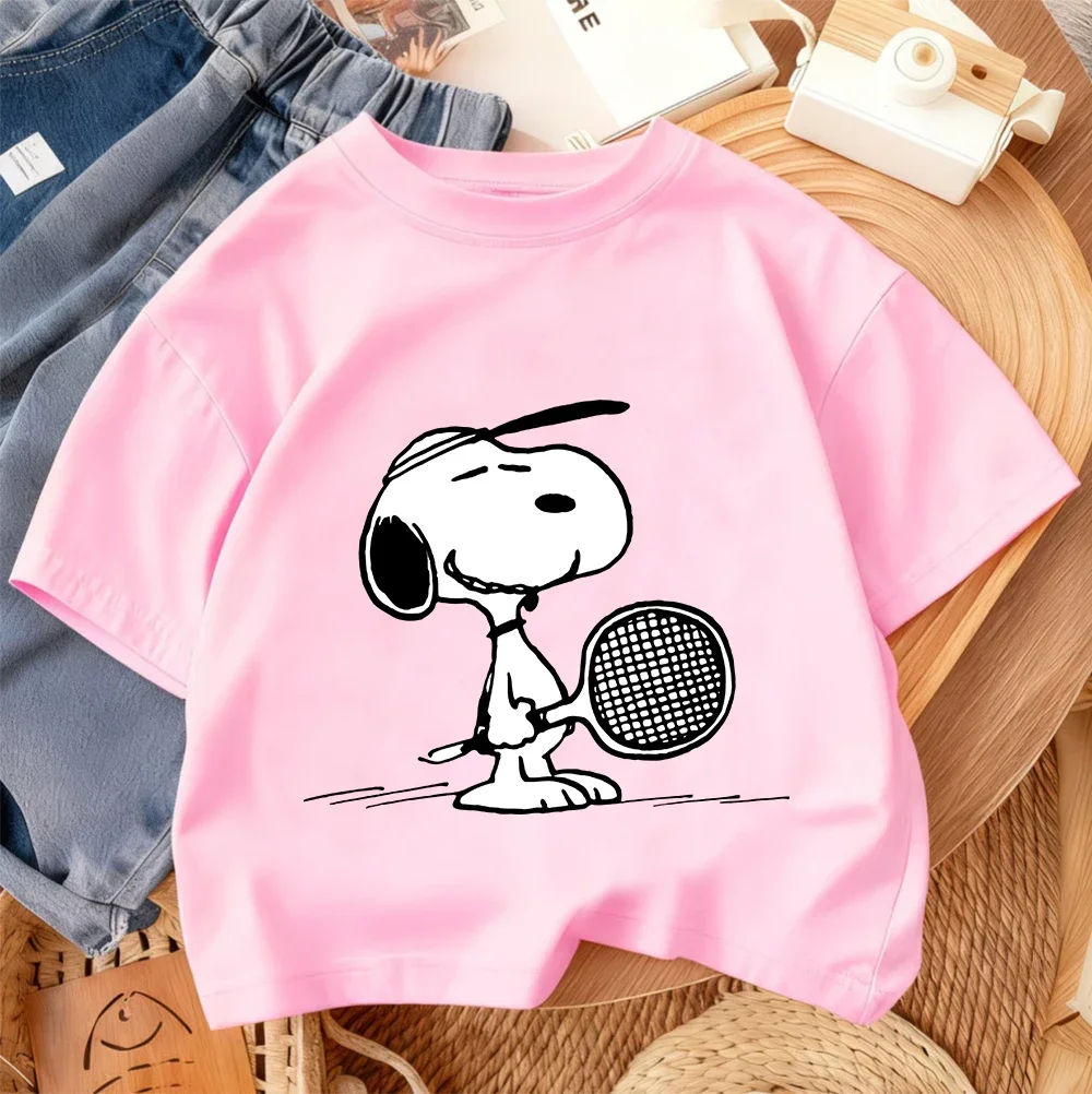 Kawaii Casual Crew Neck T Shirt Cute Cartoon Print Summer Street Style Kids Wear Snoopy Boys Girls 3 14