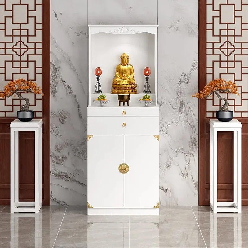 New Chinese-style household economical Buddhist niches, civil and military vertical cabinets, modern simple supply tables,